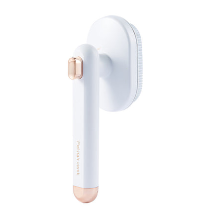A white and rose gold hair cleansing tool with a round attachment head, shown on a solid white background.