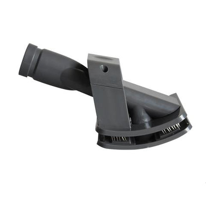 Black plastic vacuum attachment on a white background
