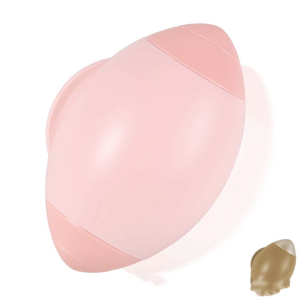 Pink and beige cosmetic sponge on a white background