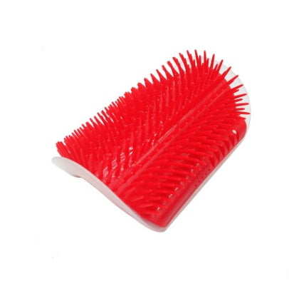 Red brush with a white handle on a white background