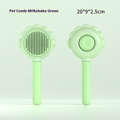Dog Grooming Brush with Self-Cleaning Button