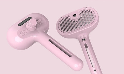 Pink handheld device with a digital display on a light pink background