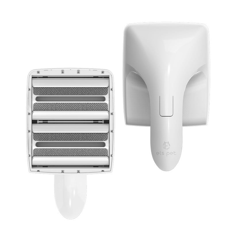 White pet grooming tool with a grid design on a white background